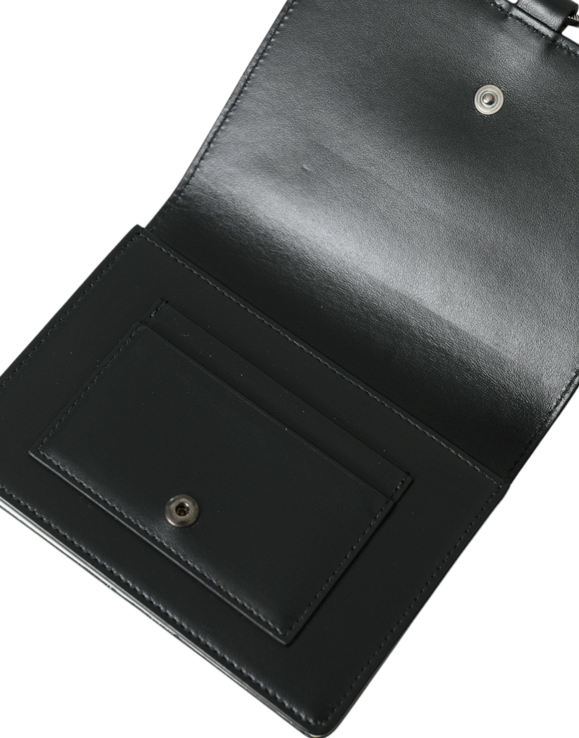 Dolce & Gabbana Black White Leather Crystal Embellished Cardholder Wallet -   -  Dolce & Gabbana.