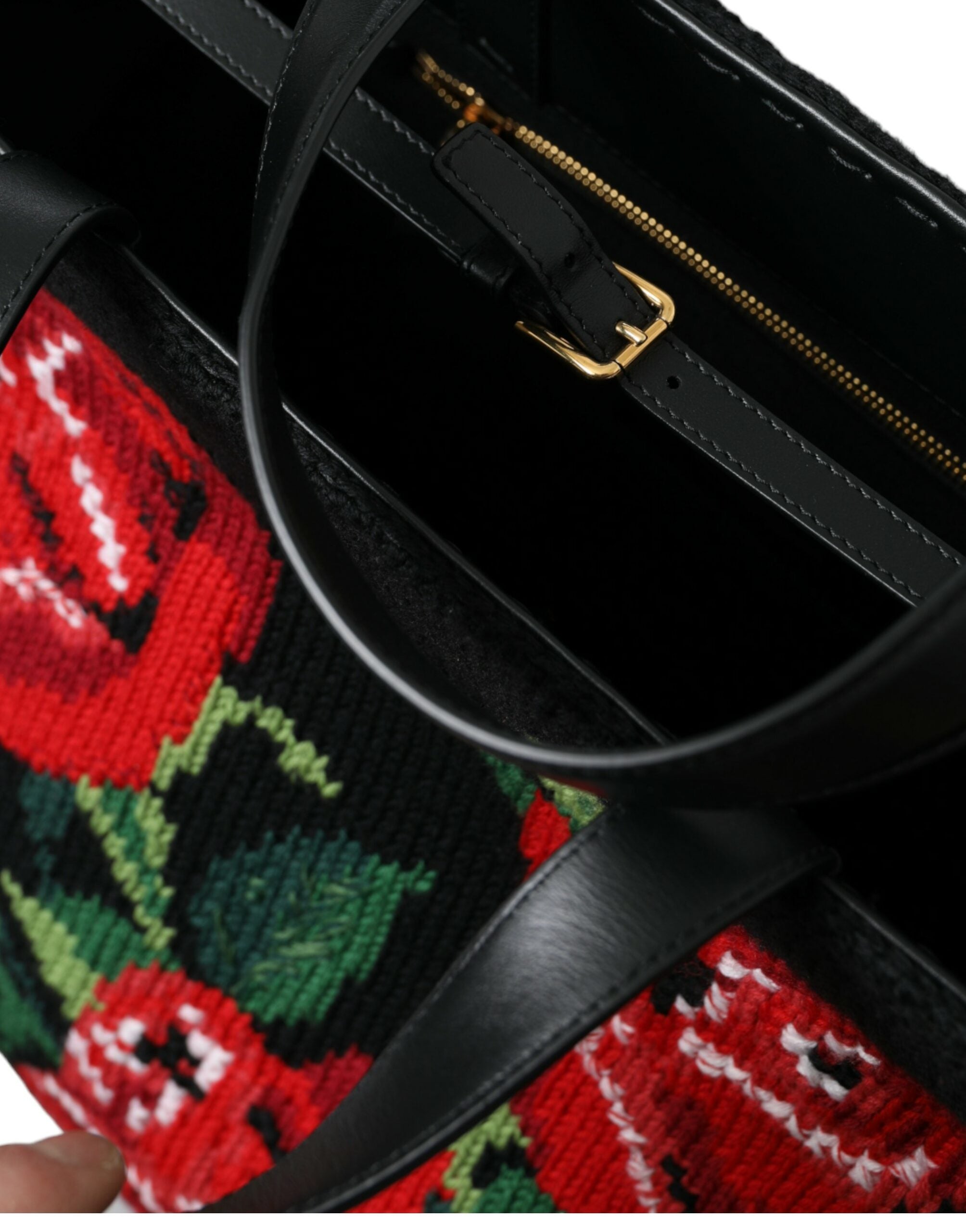 Dolce & Gabbana Black Cashmere Rose Embroidery Shopping Tote Bag -  Luxury Shopper Bag for Women -  Dolce & Gabbana.