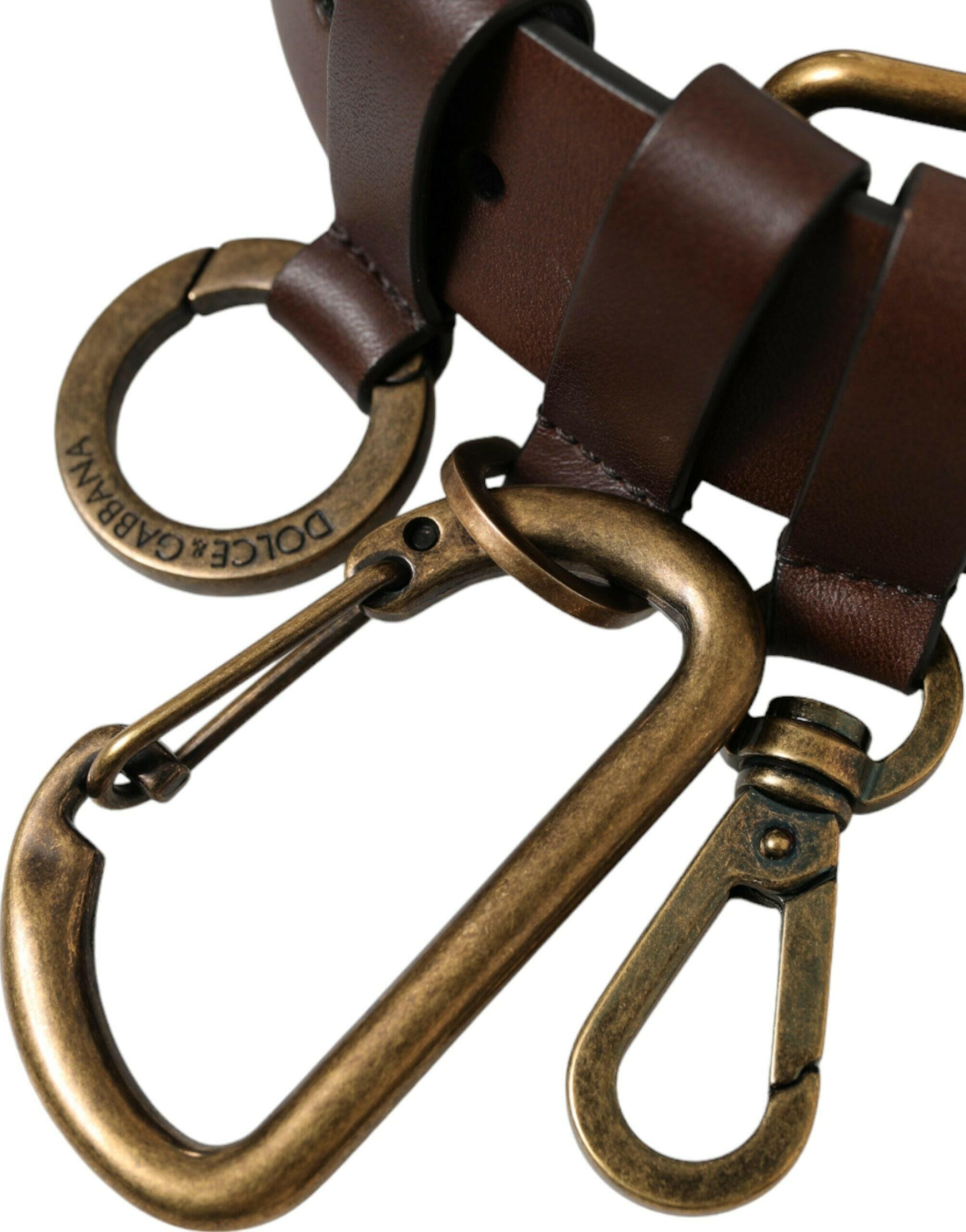Dolce & Gabbana Brown Calf Leather Gold Metal Buckle Belt -   -  Dolce & Gabbana.