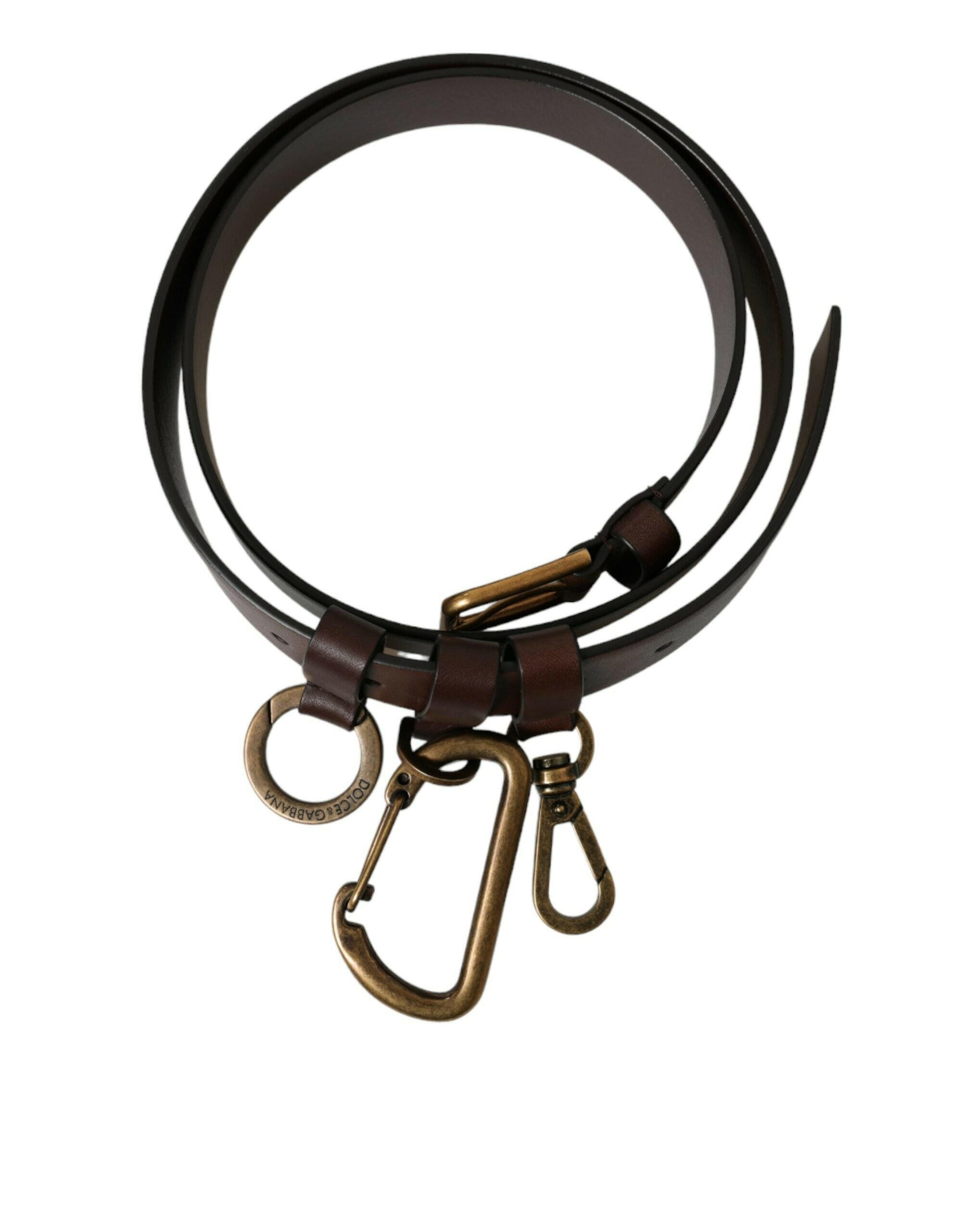 Dolce & Gabbana Brown Calf Leather Gold Metal Buckle Belt -   -  Dolce & Gabbana.