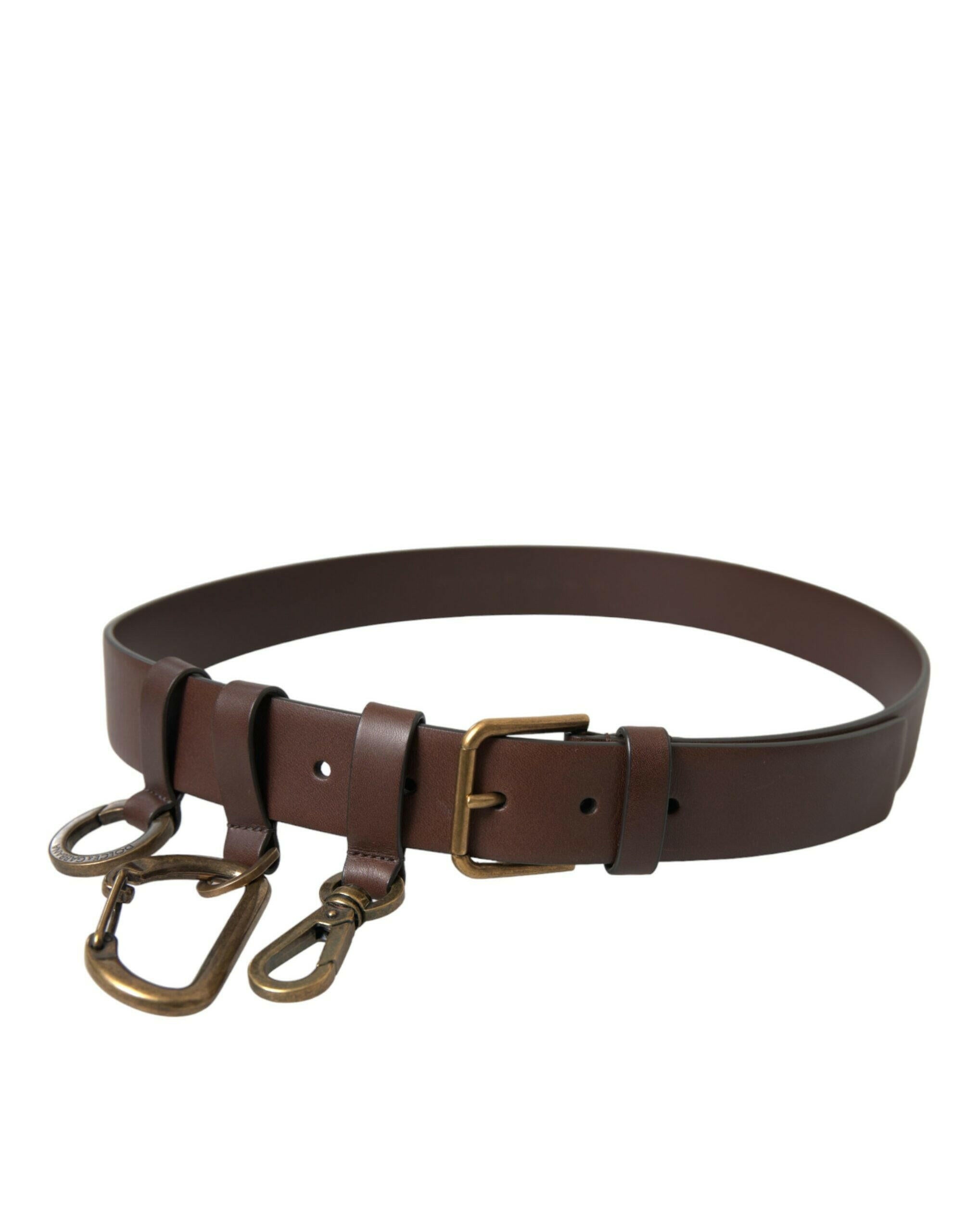 Dolce & Gabbana Brown Calf Leather Gold Metal Buckle Belt -   -  Dolce & Gabbana.