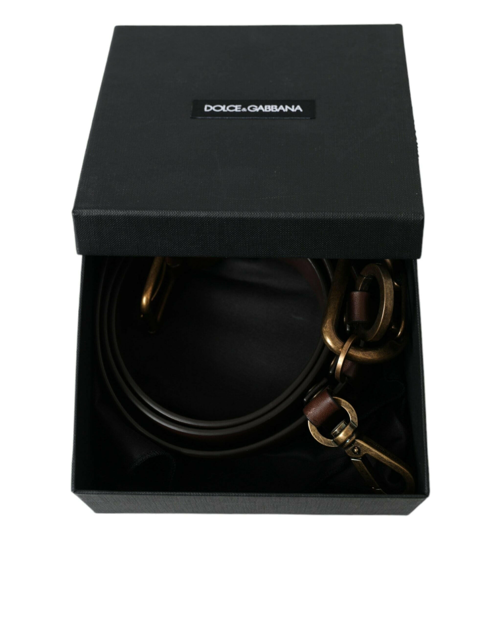Dolce & Gabbana Brown Calf Leather Gold Metal Buckle Belt -   -  Dolce & Gabbana.