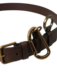 Dolce & Gabbana Brown Calf Leather Gold Metal Buckle Belt -   -  Dolce & Gabbana.