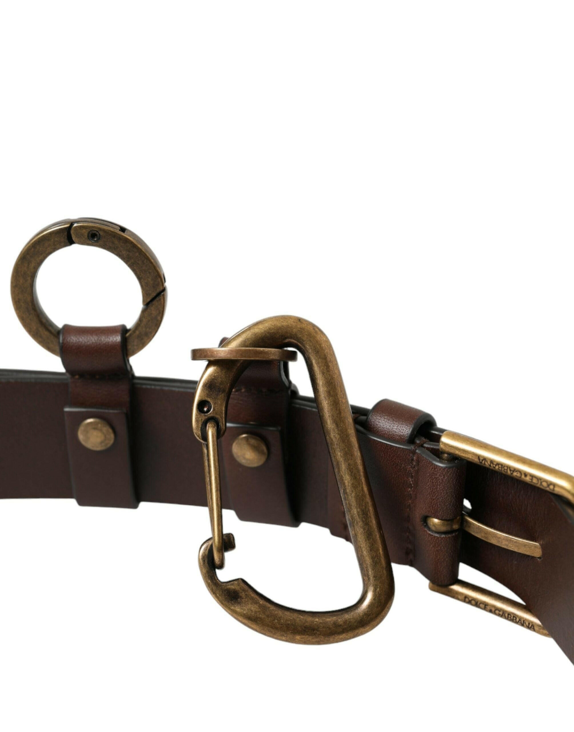Dolce & Gabbana Brown Calf Leather Gold Metal Buckle Belt -   -  Dolce & Gabbana.