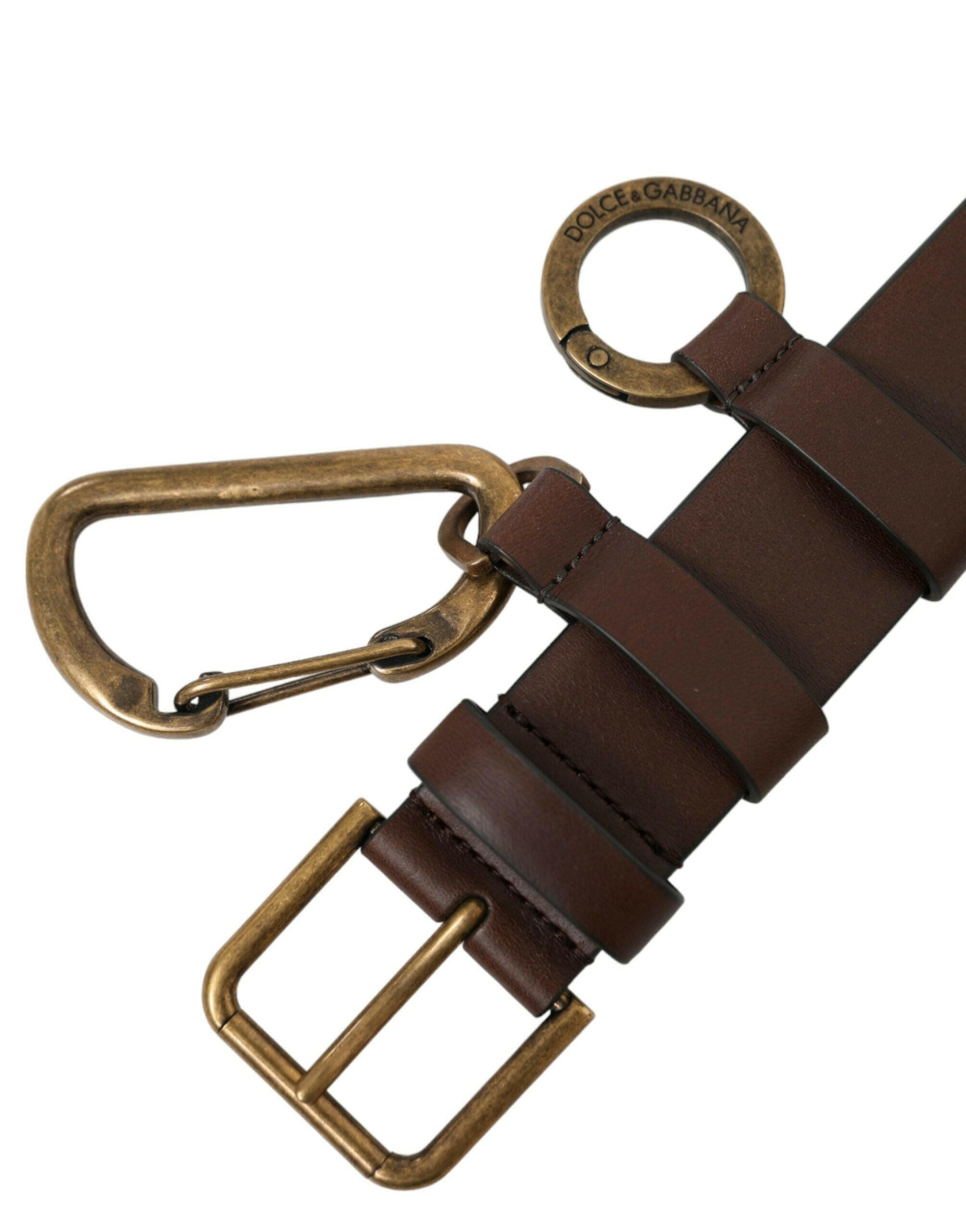 Dolce & Gabbana Brown Calf Leather Gold Metal Buckle Belt -   -  Dolce & Gabbana.