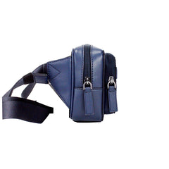 Michael Kors Cooper Small Navy Blue Smooth Leather Double Zip Belt Bag -  Luxury Belt Bag for Women -  Michael Kors.