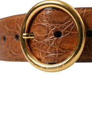 Dolce & Gabbana Brown Exotic Leather Round Buckle Belt -   -  Dolce & Gabbana.