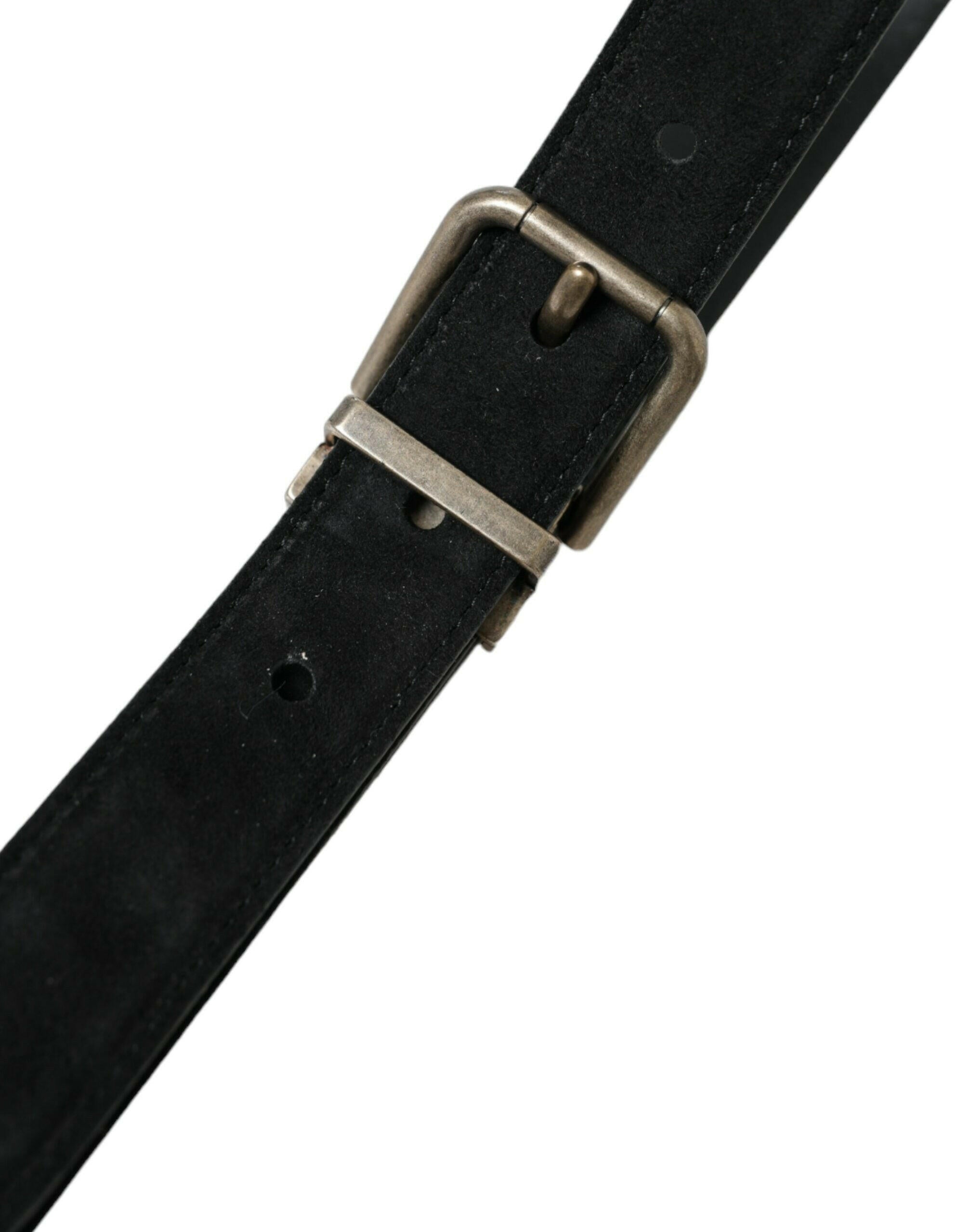 Dolce & Gabbana Black Goat Leather Antique Metal Buckle Belt -   -  Dolce & Gabbana.