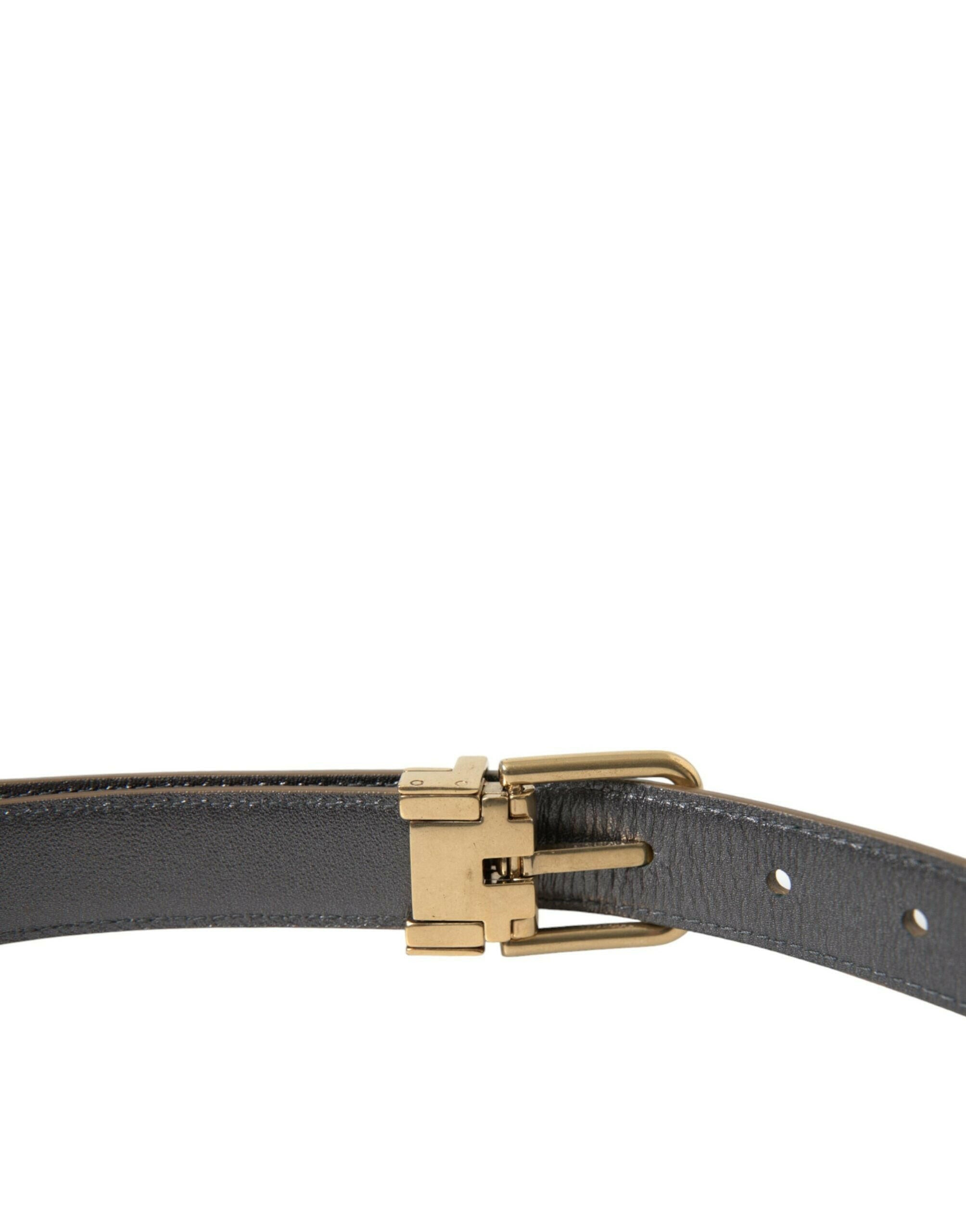 Dolce & Gabbana Metallic Gold Calf Leather Metal Buckle Belt -   -  Dolce & Gabbana.