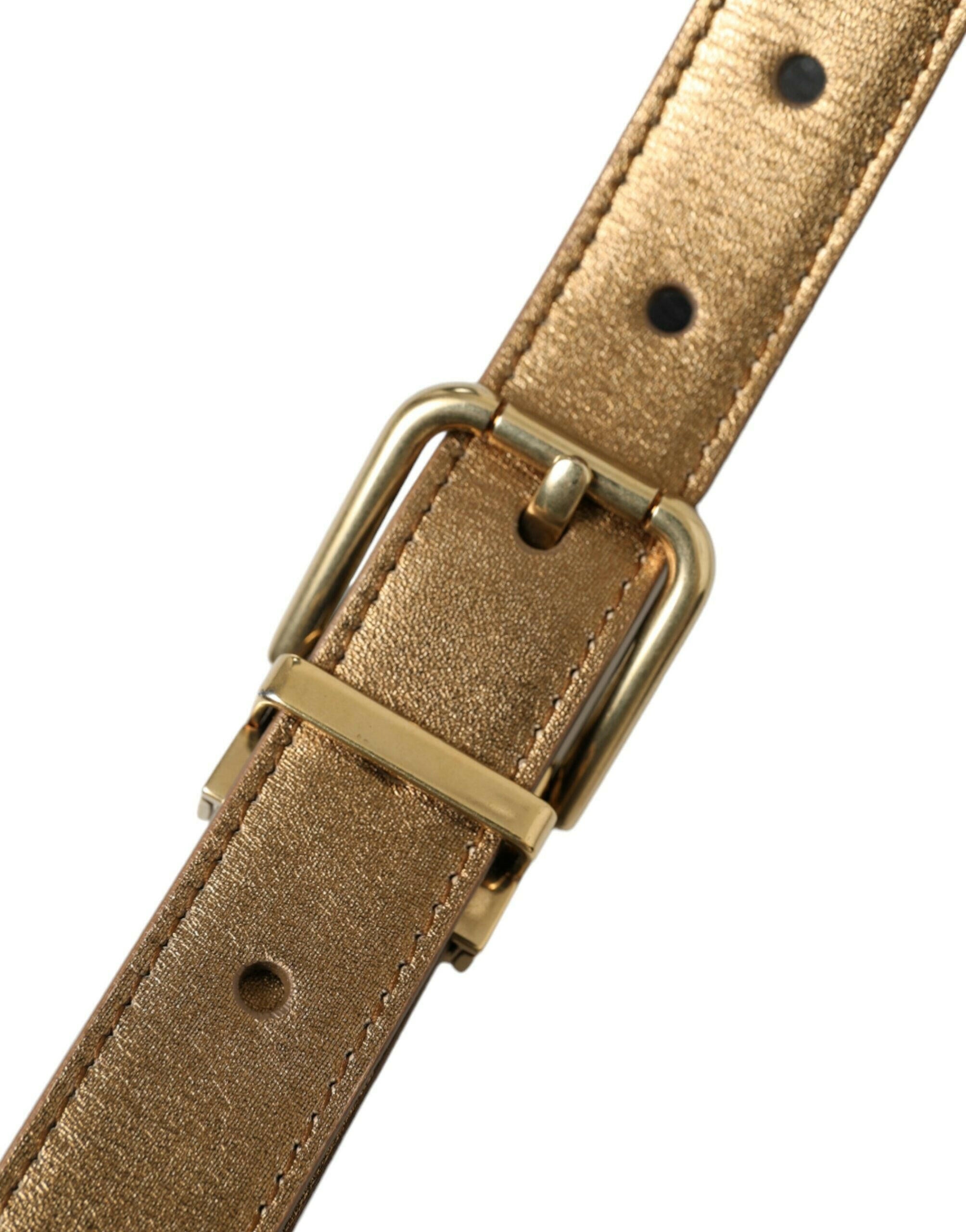 Dolce & Gabbana Metallic Gold Calf Leather Metal Buckle Belt -   -  Dolce & Gabbana.