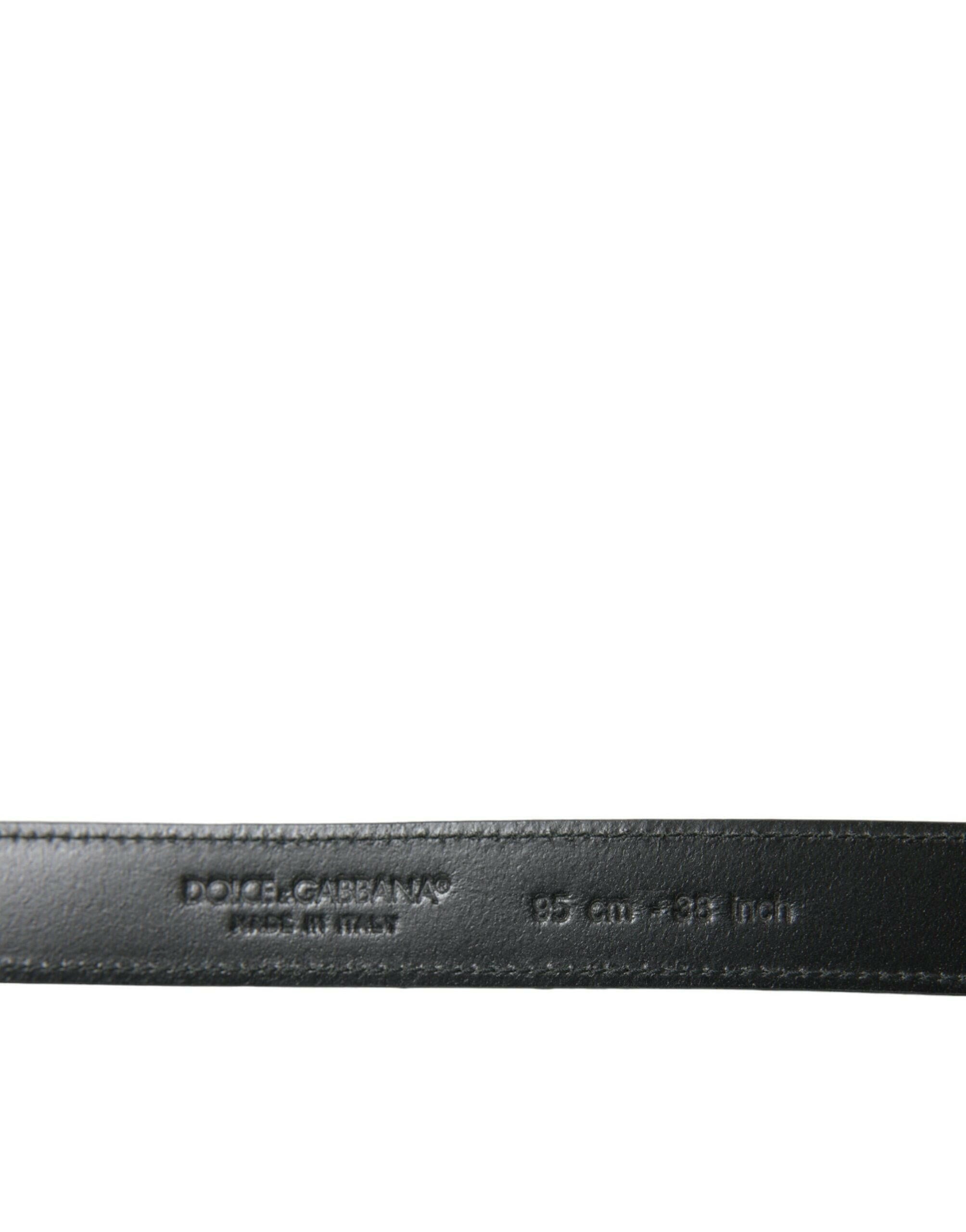 Dolce & Gabbana Black Leather Silver Metal Buckle Belt -   -  Dolce & Gabbana.