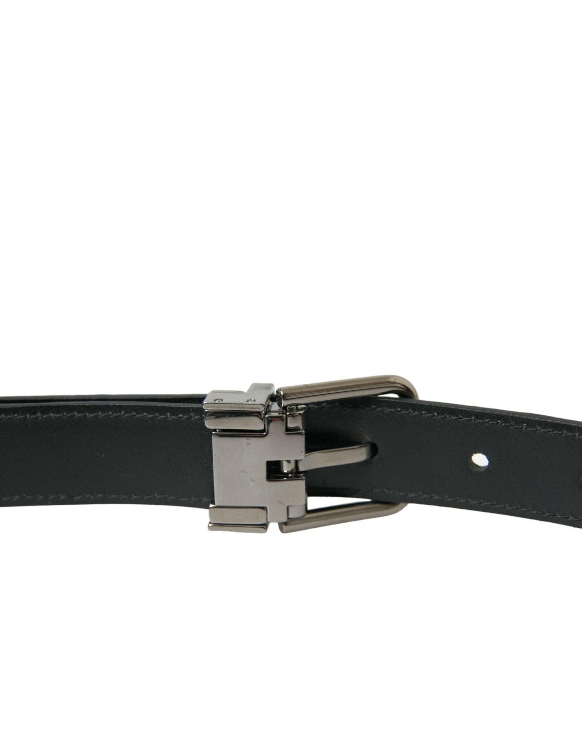 Dolce & Gabbana Black Leather Silver Metal Buckle Belt -   -  Dolce & Gabbana.