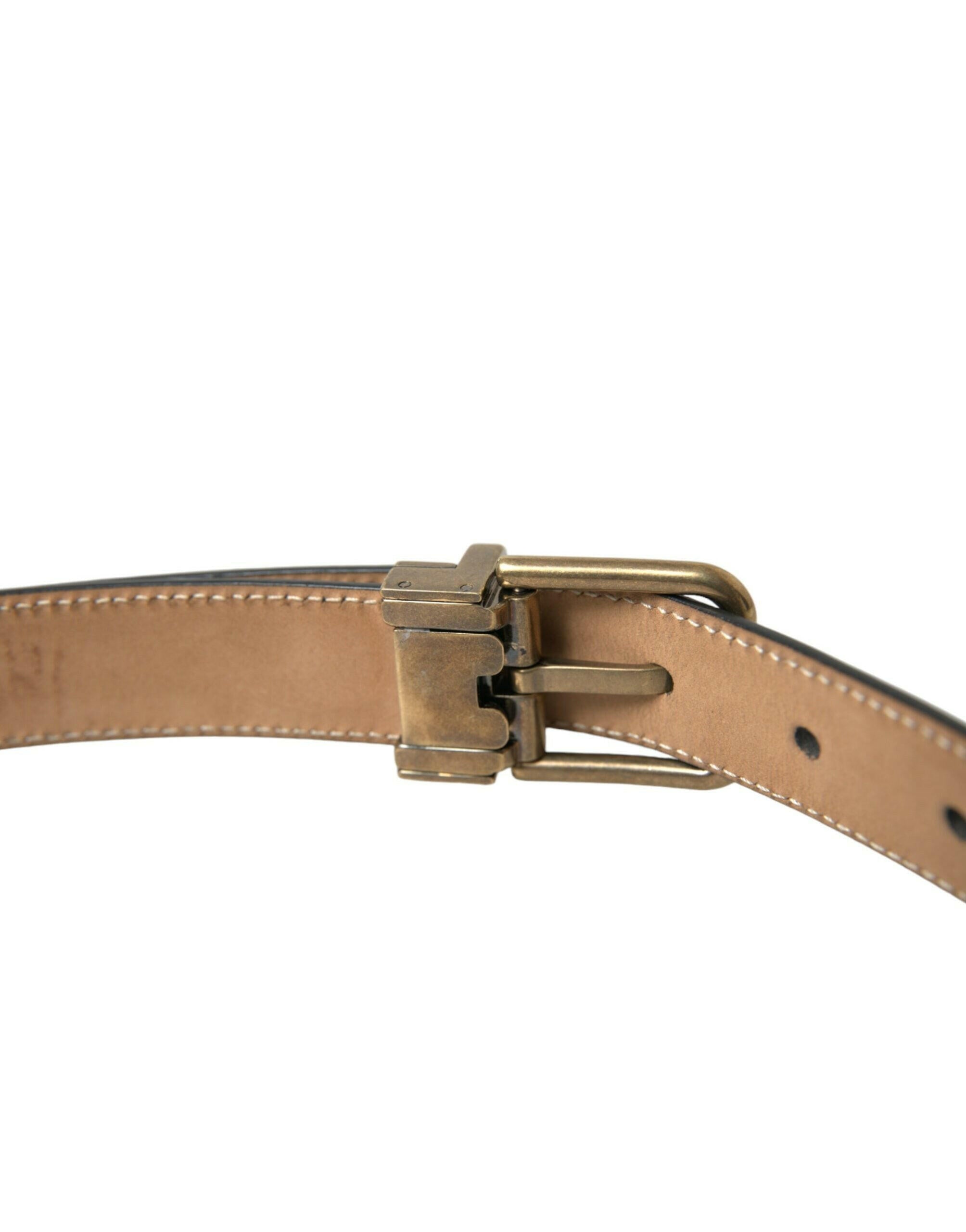 Dolce & Gabbana Black Calf Leather Gold Metal Buckle Belt -   -  Dolce & Gabbana.