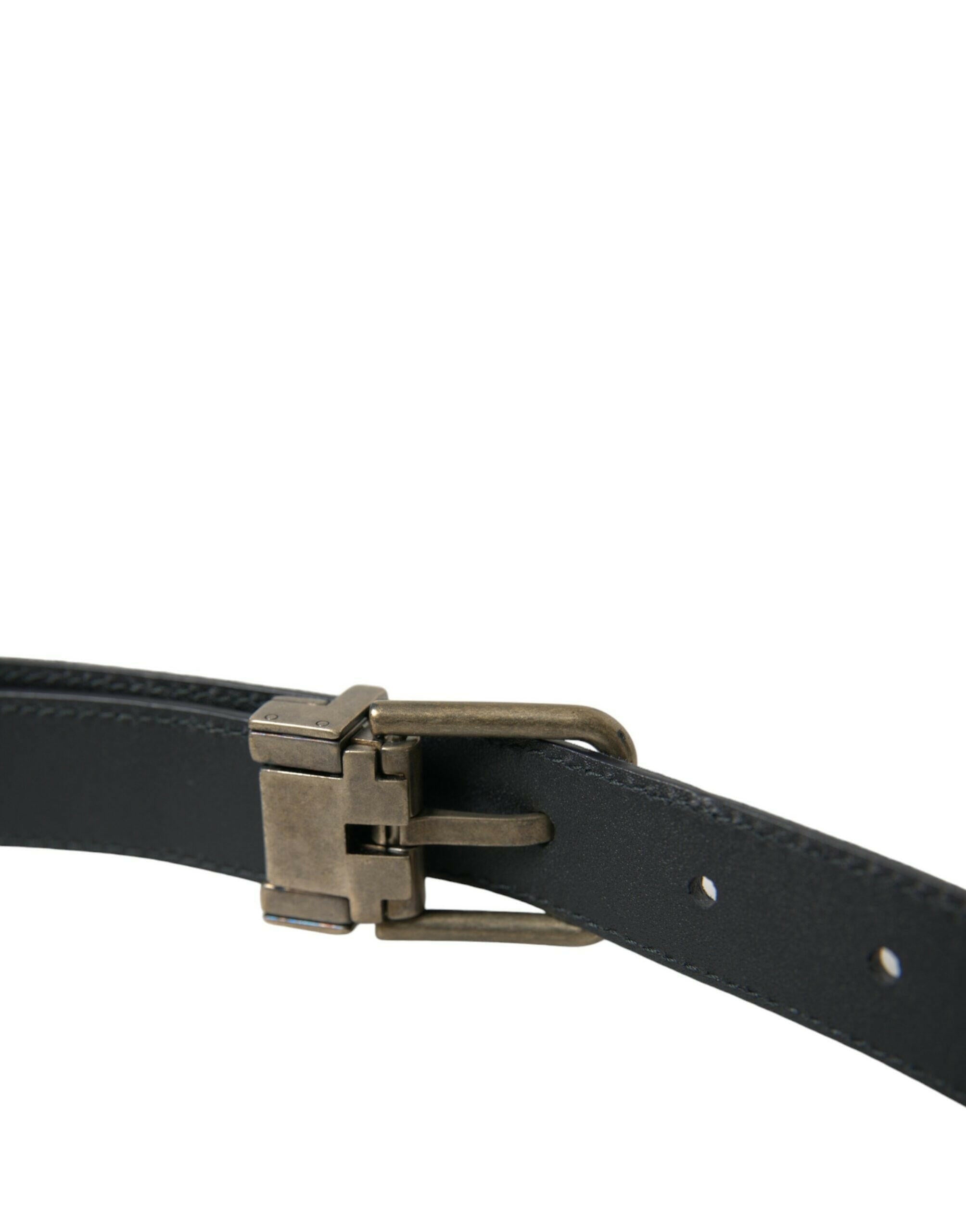 Dolce & Gabbana Blue Suede Leather Gold Metal Buckle Belt -   -  Dolce & Gabbana.