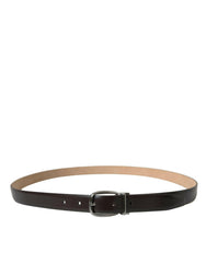 Dolce & Gabbana Dark Brown Leather Silver Metal Buckle Belt -   -  Dolce & Gabbana.