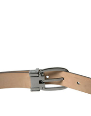 Dolce & Gabbana Dark Brown Leather Silver Metal Buckle Belt -   -  Dolce & Gabbana.