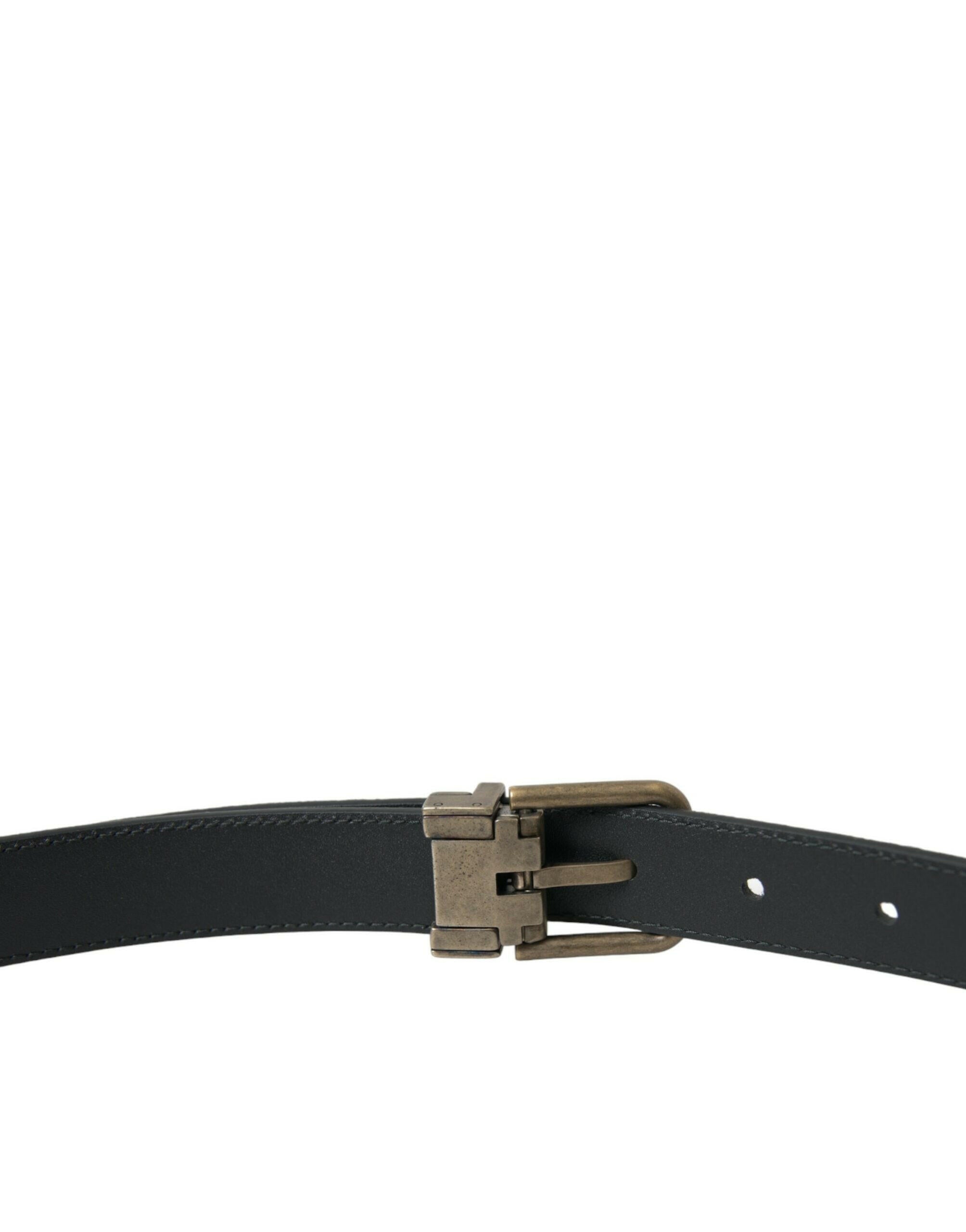 Dolce & Gabbana Black Suede Leather Gold Metal Buckle Belt -   -  Dolce & Gabbana.