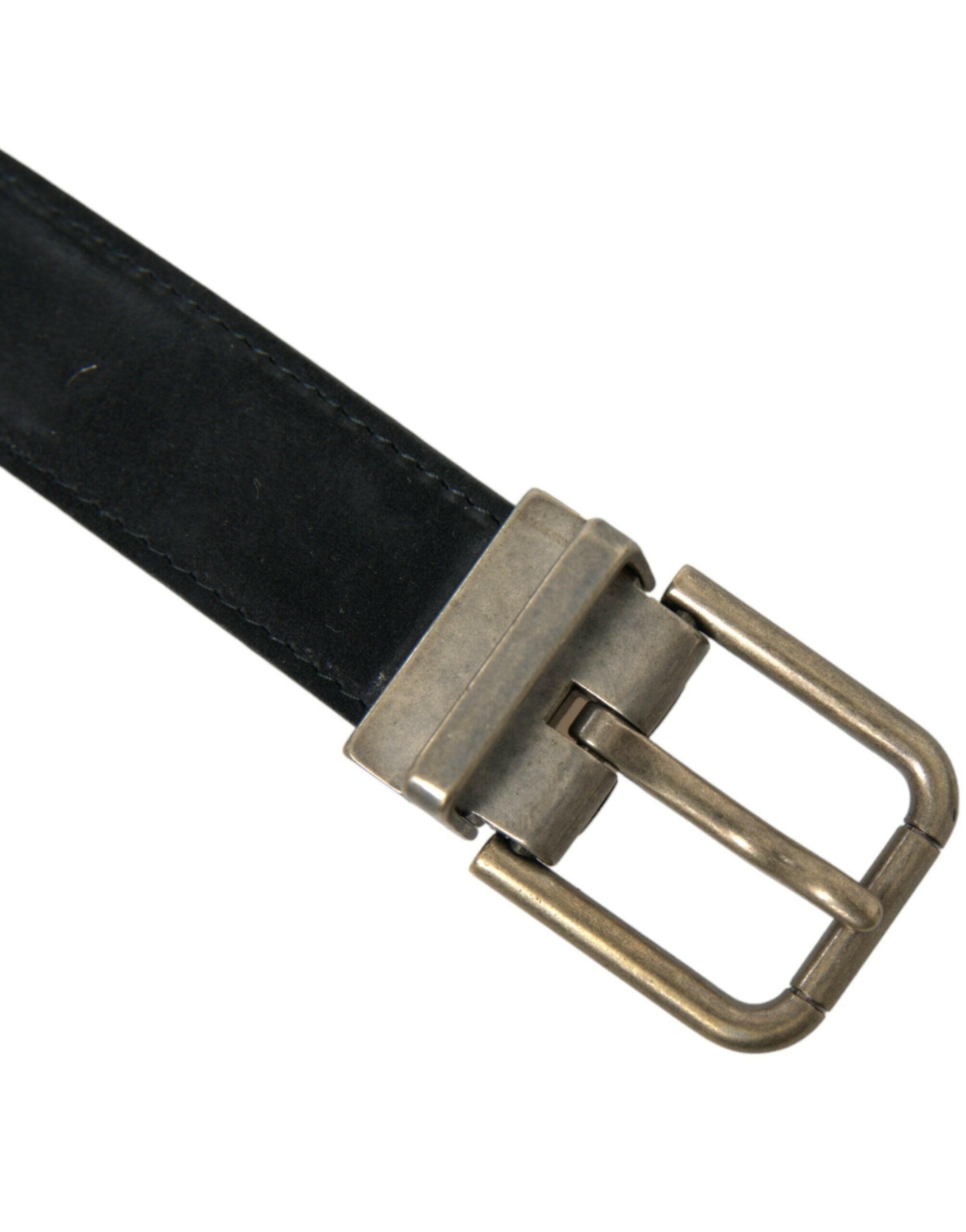 Dolce & Gabbana Black Suede Leather Gold Metal Buckle Belt -   -  Dolce & Gabbana.