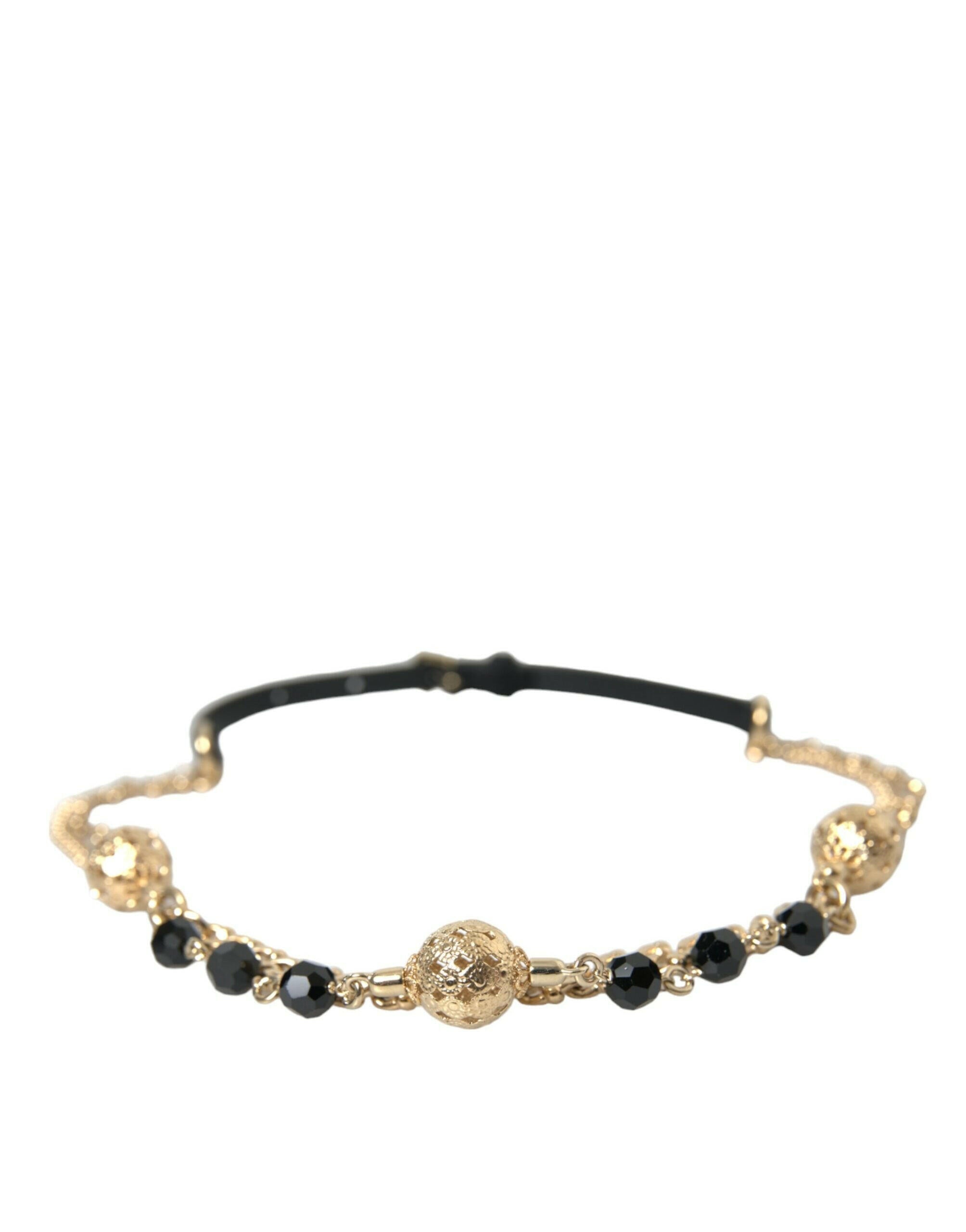 Dolce & Gabbana Black Suede Gold Chain Crystal Waist Belt -   -  Dolce & Gabbana.