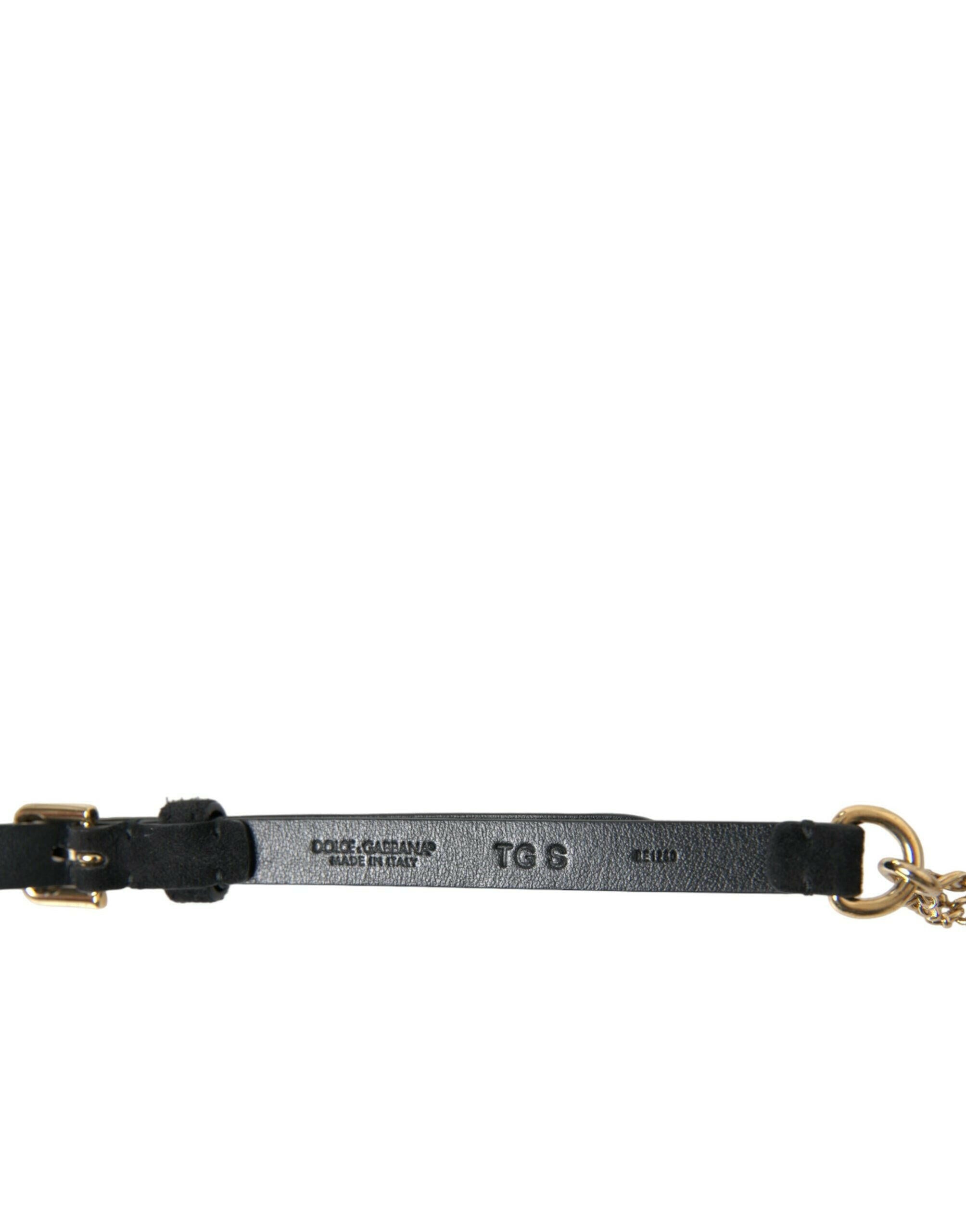 Dolce & Gabbana Black Suede Gold Chain Crystal Waist Belt -   -  Dolce & Gabbana.