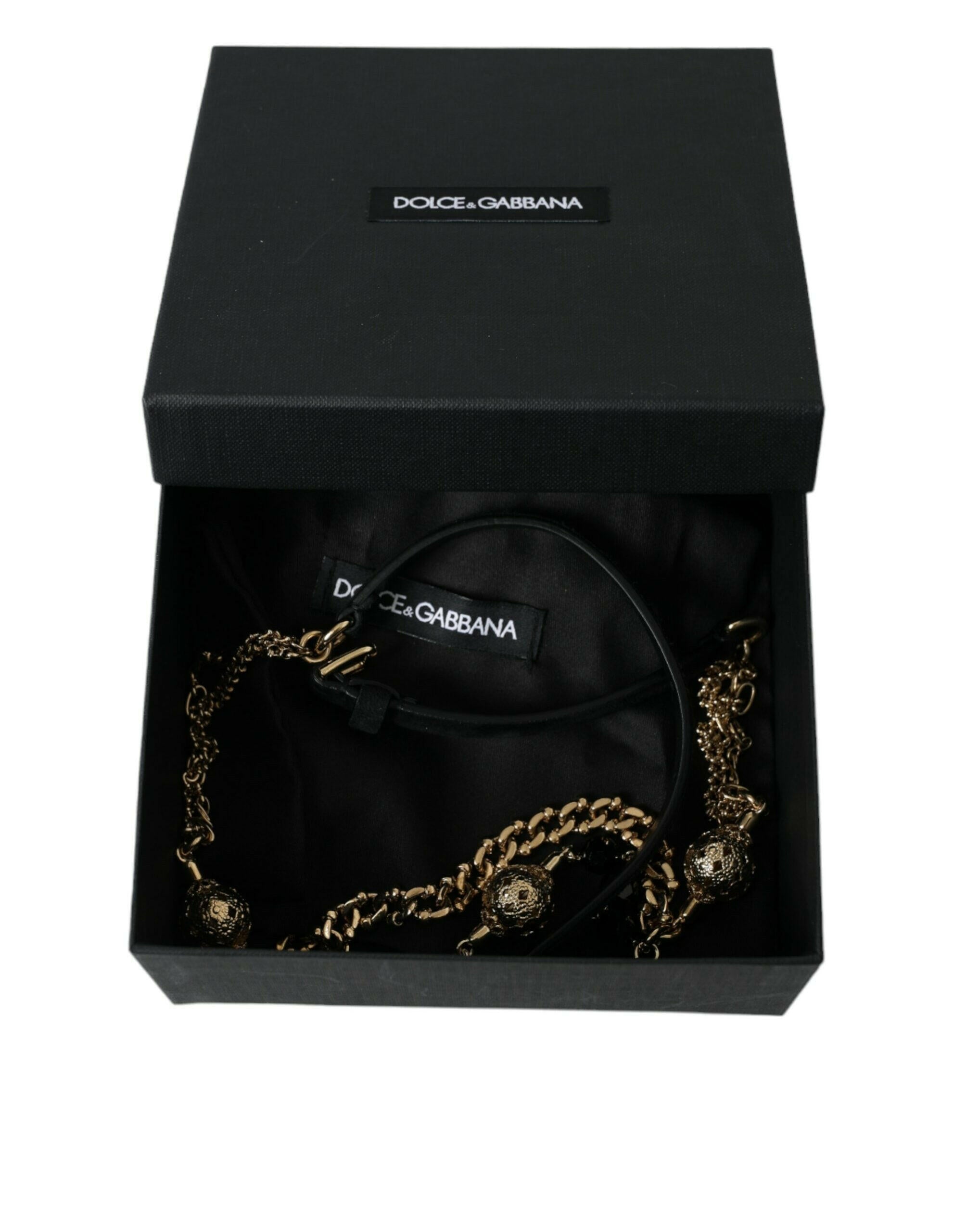Dolce & Gabbana Black Suede Gold Chain Crystal Waist Belt -   -  Dolce & Gabbana.
