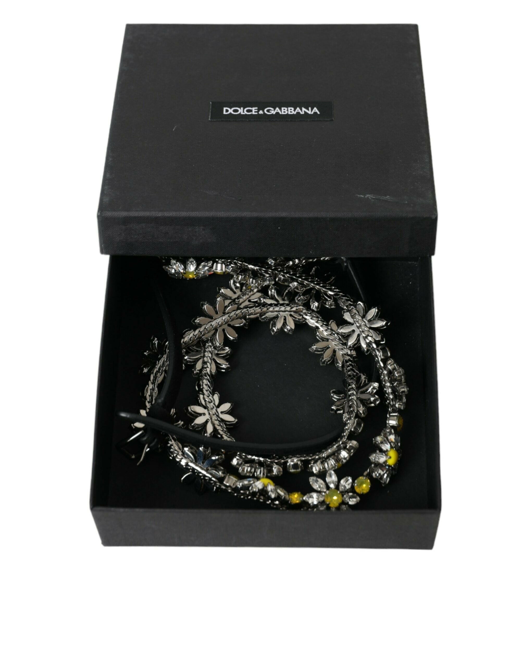 Dolce & Gabbana Black Daisy Crystal Dauphine Waist Belt -   -  Dolce & Gabbana.