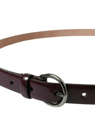 Dolce & Gabbana Maroon Leather Silver Metal Buckle Belt -   -  Dolce & Gabbana.