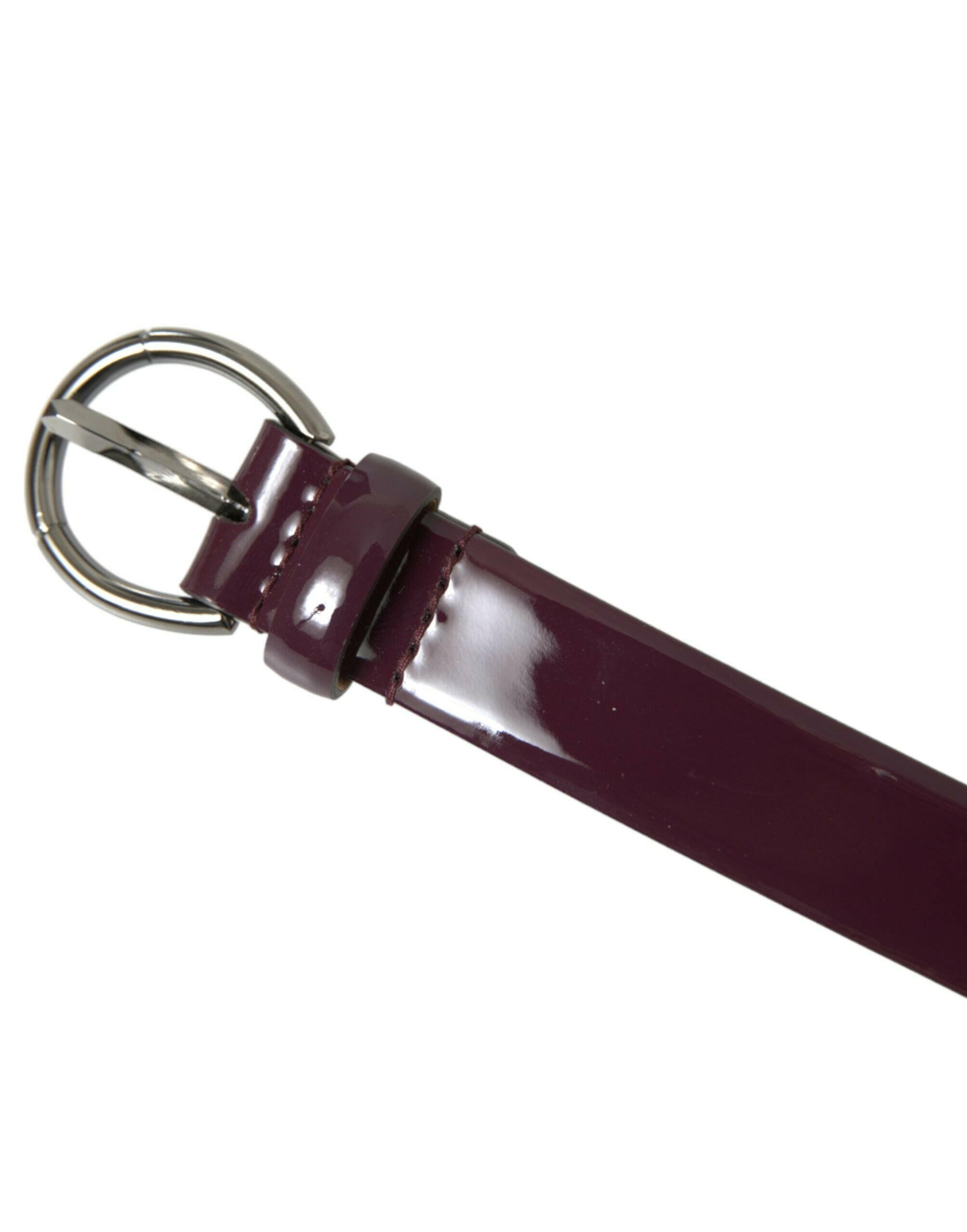 Dolce & Gabbana Maroon Leather Silver Metal Buckle Belt -   -  Dolce & Gabbana.