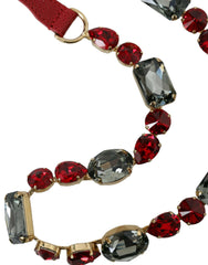 Dolce & Gabbana Red Leather Crystal Chain Waist Belt -   -  Dolce & Gabbana.