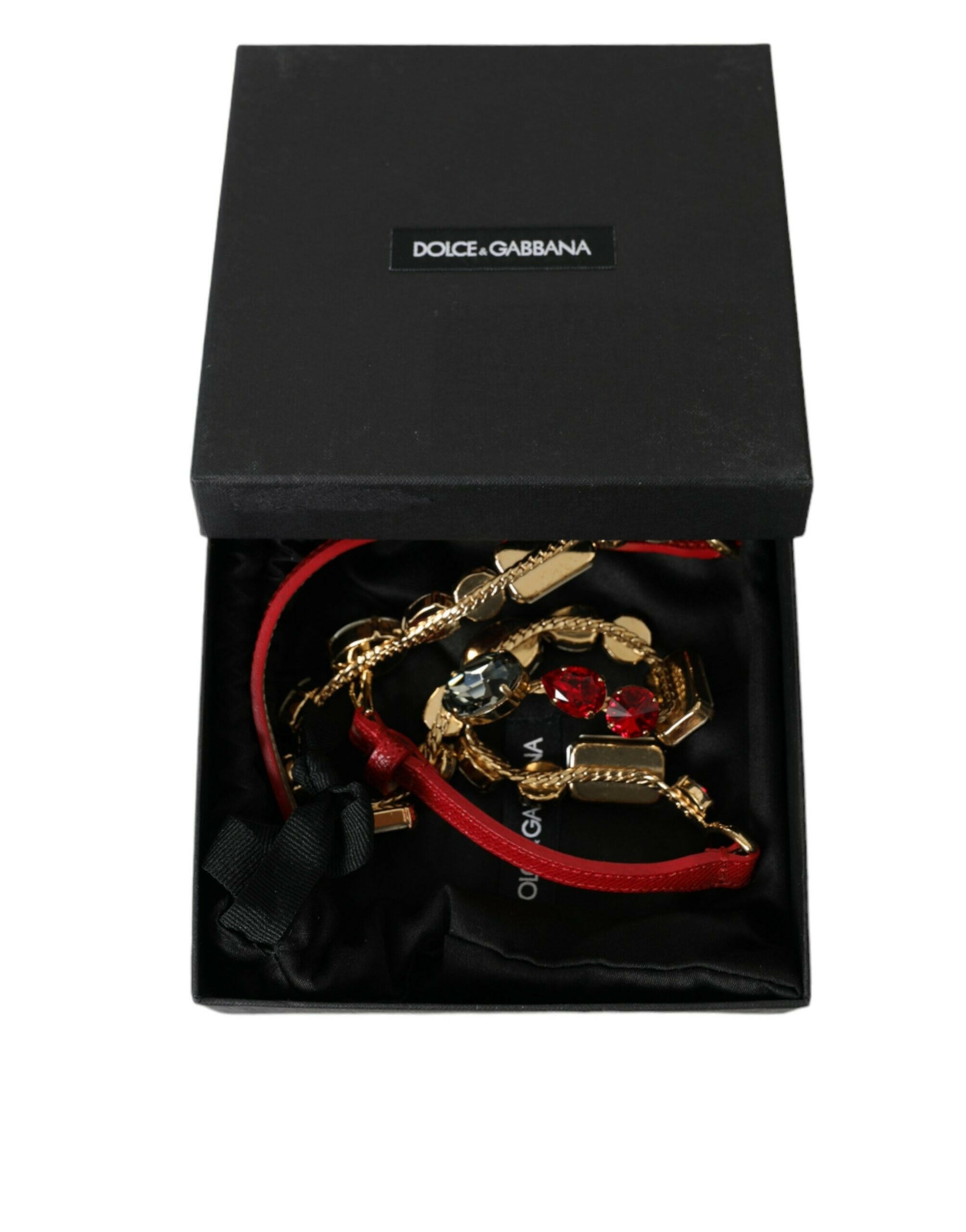 Dolce & Gabbana Red Leather Crystal Chain Waist Belt -   -  Dolce & Gabbana.