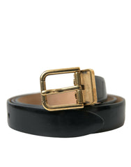 Dolce & Gabbana Black Calf Leather Gold Metal Buckle Belt -   -  Dolce & Gabbana.