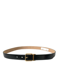 Dolce & Gabbana Black Calf Leather Gold Metal Buckle Belt -   -  Dolce & Gabbana.