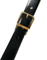 Dolce & Gabbana Black Calf Leather Gold Metal Buckle Belt -   -  Dolce & Gabbana.