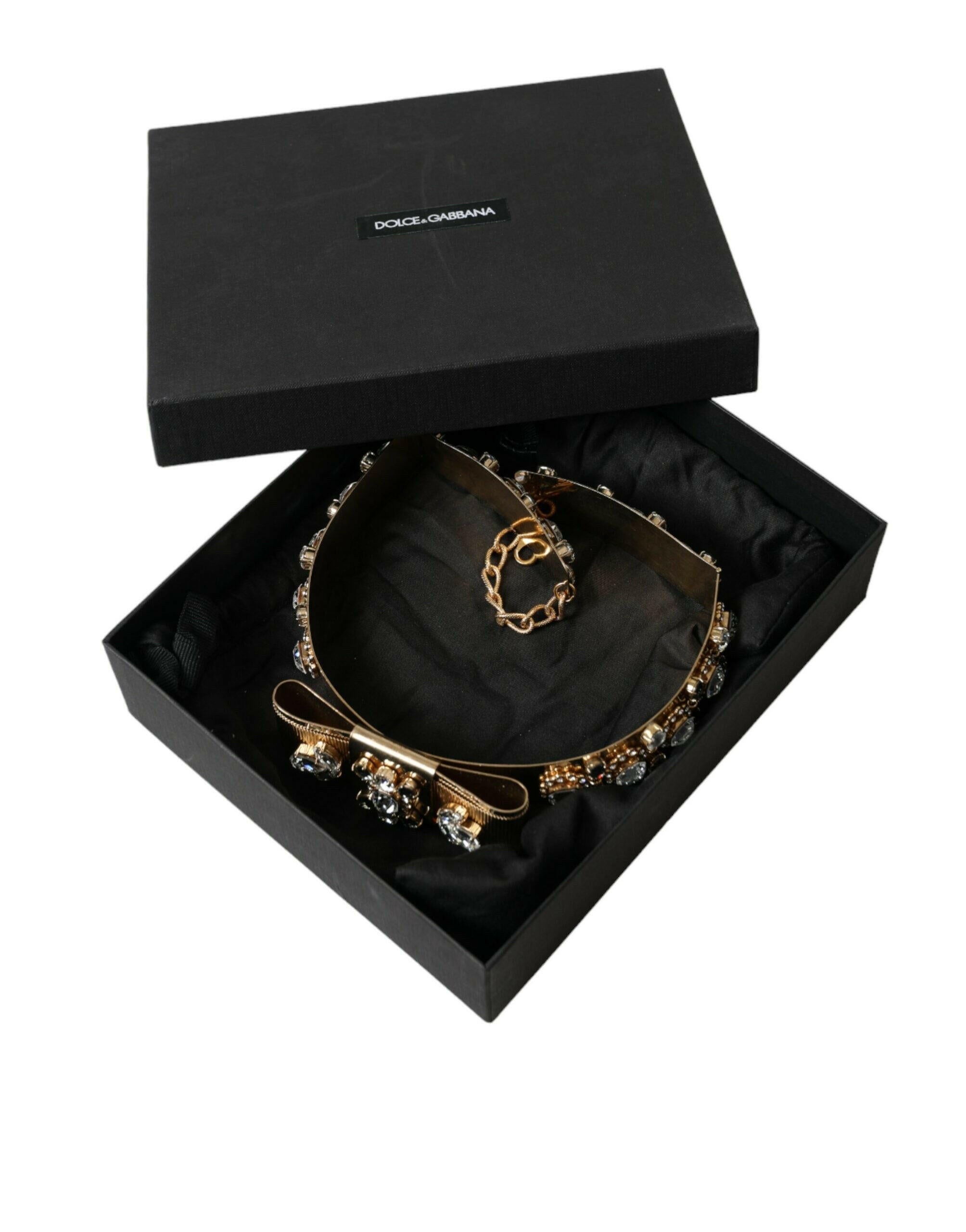 Dolce & Gabbana Gold Tone Brass Crystal Embellished Belt -   -  Dolce & Gabbana.