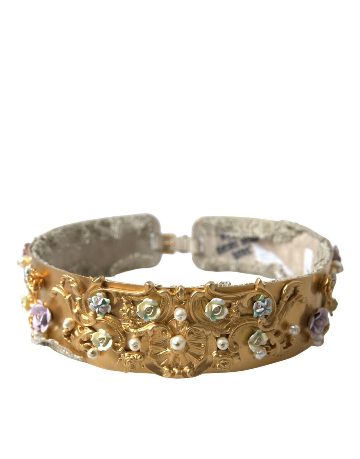 Dolce & Gabbana Gold Brass Faux Pearl Floral Embellished Belt -   -  Dolce & Gabbana.