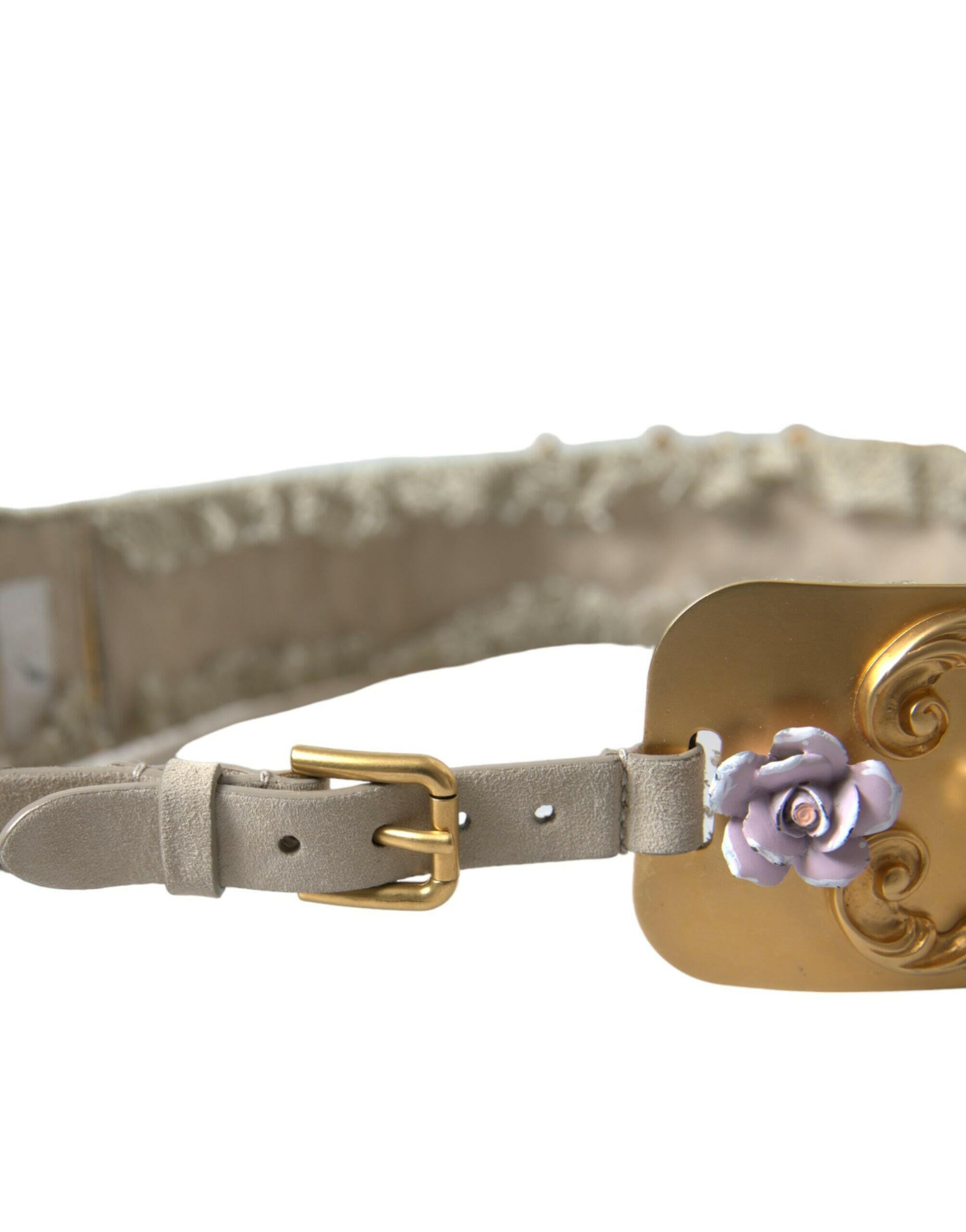 Dolce & Gabbana Gold Brass Faux Pearl Floral Embellished Belt -   -  Dolce & Gabbana.