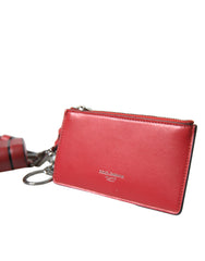 Dolce & Gabbana Red Leather Silver Metal Logo Strap Pouch Airpods Case -   -  Dolce & Gabbana.