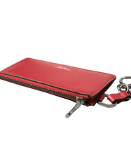 Dolce & Gabbana Red Leather Silver Metal Logo Strap Pouch Airpods Case -   -  Dolce & Gabbana.