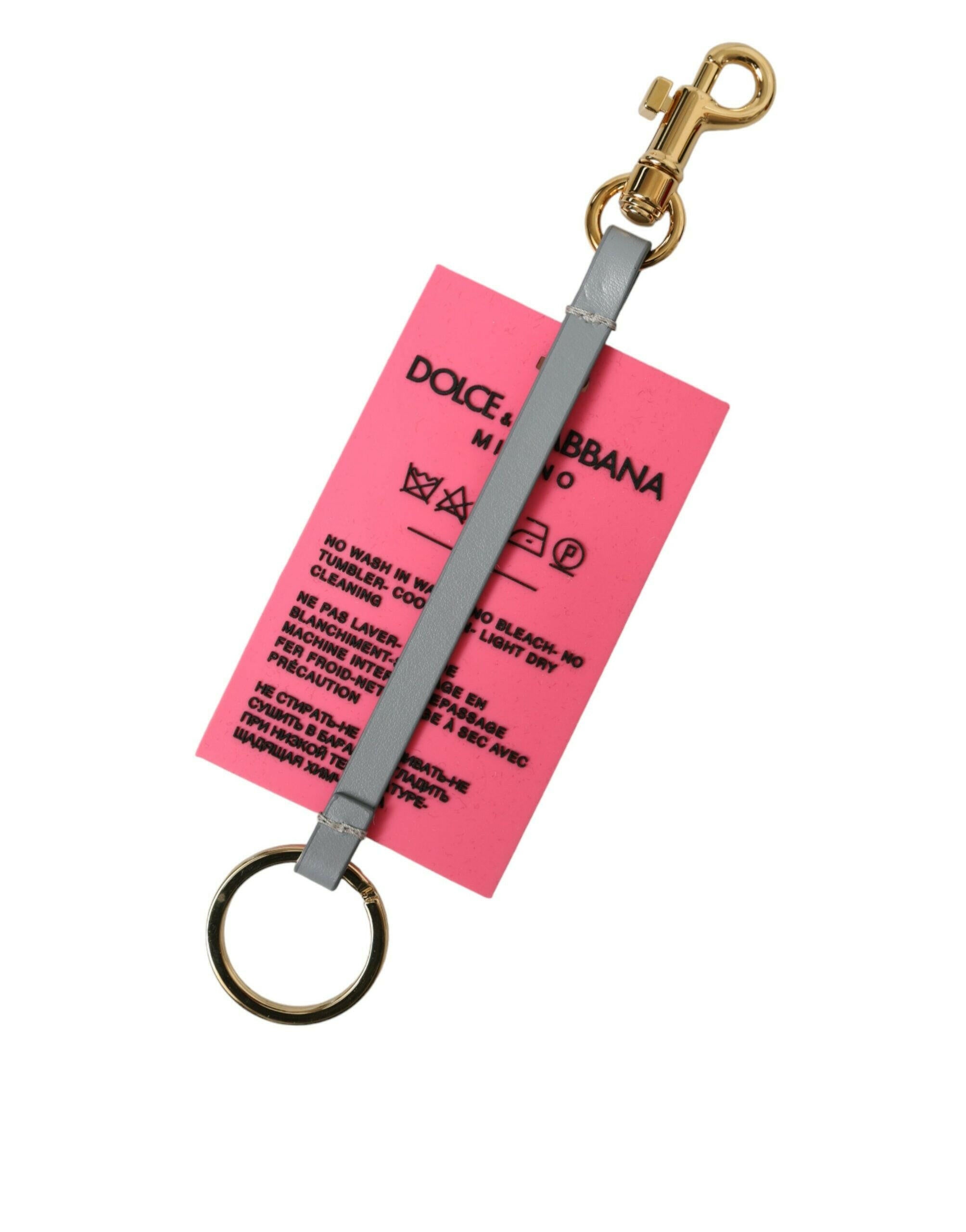 Dolce & Gabbana Pink Silicone DG Logo Gold Brass Keychain -   -  Dolce & Gabbana.