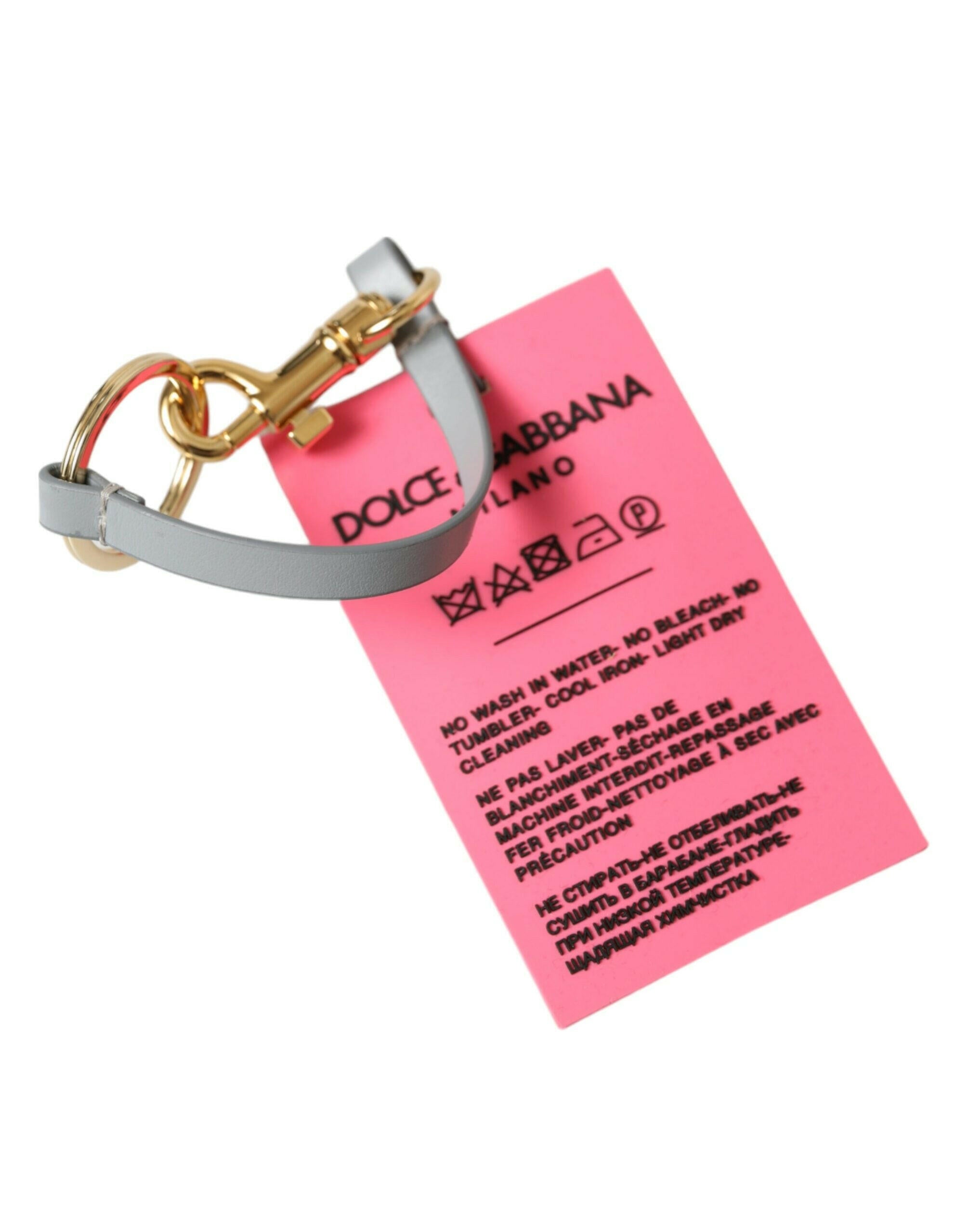 Dolce & Gabbana Pink Silicone DG Logo Gold Brass Keychain -   -  Dolce & Gabbana.