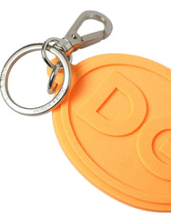 Dolce & Gabbana Orange Rubber DG Logo Silver Brass Metal Keyring Keychain -   -  Dolce & Gabbana.