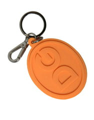 Dolce & Gabbana Orange Rubber DG Logo Silver Brass Metal Keyring Keychain -   -  Dolce & Gabbana.