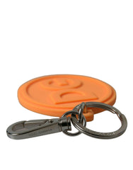 Dolce & Gabbana Orange Rubber DG Logo Silver Brass Metal Keyring Keychain -   -  Dolce & Gabbana.