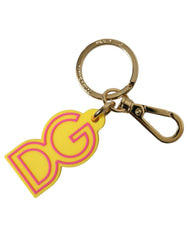 Dolce & Gabbana Yellow Rubber Gold Tone Metal DG Logo Keyring Keychain -   -  Dolce & Gabbana.