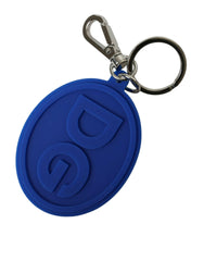 Dolce & Gabbana Blue Rubber DG Logo Silver Brass Metal Keyring Keychain -   -  Dolce & Gabbana.