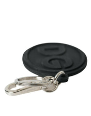 Dolce & Gabbana Black Rubber DG Logo Silver Brass Metal Keyring Keychain -   -  Dolce & Gabbana.