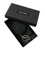Dolce & Gabbana Black Rubber DG Logo Silver Brass Metal Keyring Keychain -   -  Dolce & Gabbana.