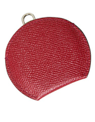 Dolce & Gabbana Red Calfskin Leather Round Logo Hand Mirror Holder -   -  Dolce & Gabbana.