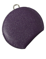 Dolce & Gabbana Purple Calfskin Leather Round Logo Hand Mirror Holder -   -  Dolce & Gabbana.