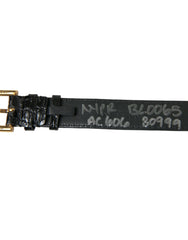 Dolce & Gabbana Black Textured Leather Gold Tone Metal Buckle Armband -   -  Dolce & Gabbana.